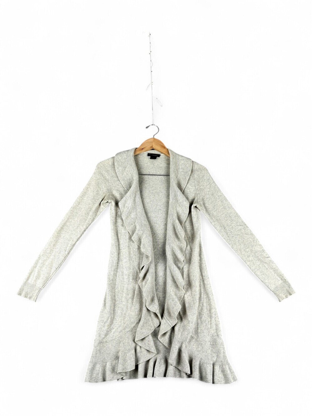 Bloomingdale 100% Cashmere Ruffle Long Cardigan XS